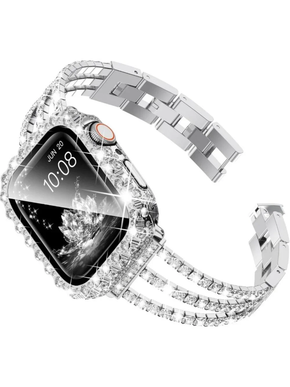 Stylish 45mm Apple Watch Band for Women - Bling Rhinestone Bracelet & Waterproof